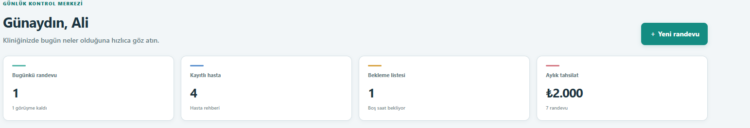 MediTakvim genel bakış sayfası